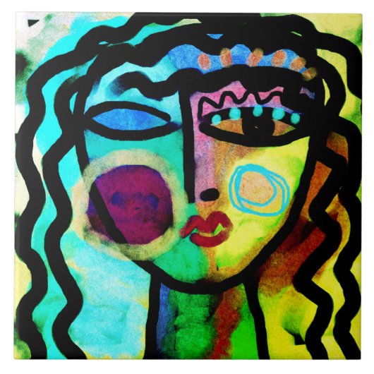 Original Abstrakte Malerei Fliese (Vorderseite)