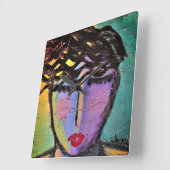 Original Abstrakte Malerei Quadratische Wanduhr (Winkel)