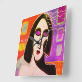 Original Abstrakte Malerei Quadratische Wanduhr (Winkel)