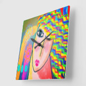 Original Abstrakte Malerei Quadratische Wanduhr (Winkel)