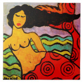 Original Abstrakte Mermaid-Malerei Fliese (Vorderseite)