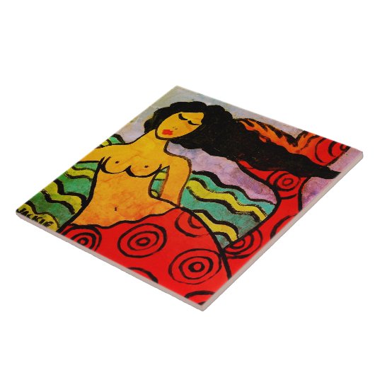 Original Abstrakte Mermaid-Malerei Fliese (Seite)