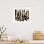 Original Abstrakte Wand Grau Schwarz-weiß Gold Poster (Küche)