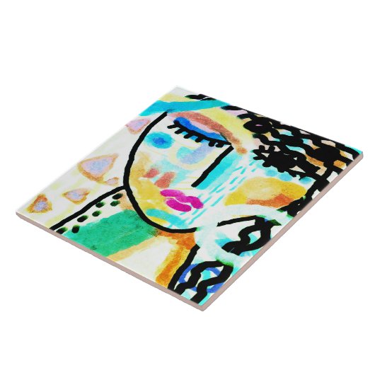 Original Abstraktes digitales Gemälde einer Frau Fliese (Seite)