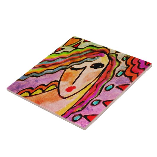 Original Abstraktes digitales Gemälde einer Frau Fliese (Seite)