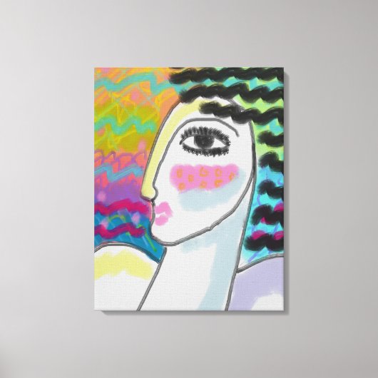 Original Abstraktes digitales Portrait einer Frau Leinwanddruck (Vorderseite)