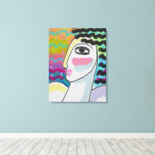 Original Abstraktes digitales Portrait einer Frau Leinwanddruck (Insitu (Holzboden))