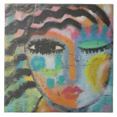 Original Abstraktes Portrait auf OSB-Mainboard Fliese (Vorderseite)