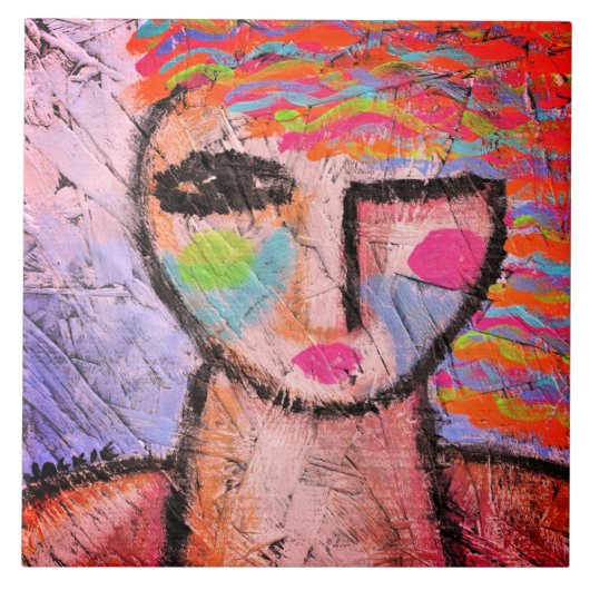 Original Abstraktes Portrait einer Frau auf OSB-Pl Fliese (Vorderseite)