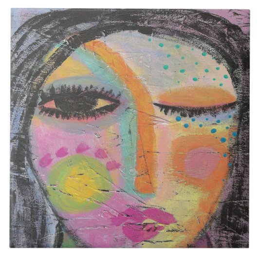 Original Abstraktes Portrait einer Frau auf OSB-Pl Fliese (Vorderseite)