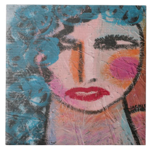 Original Abstraktes Portrait einer Frau Fliese