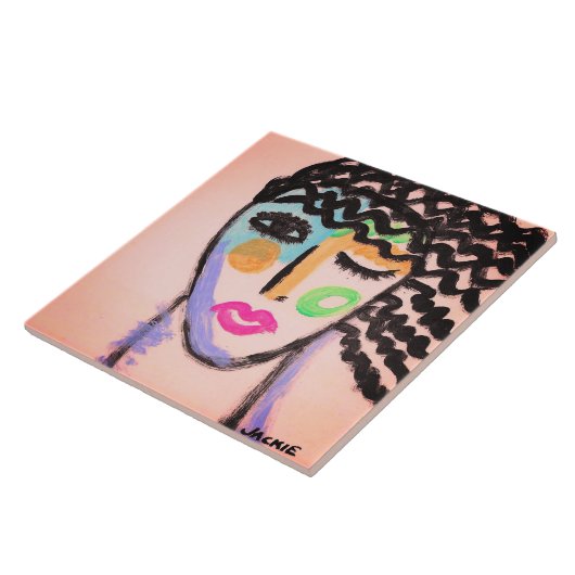 Original Abstraktes Portrait einer Frau Fliese (Seite)