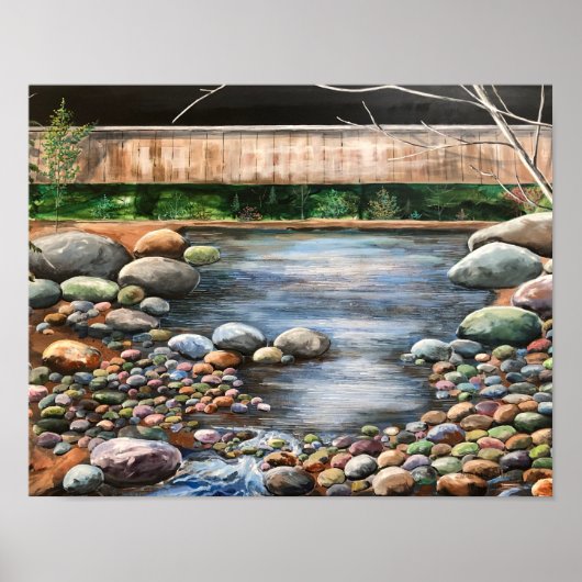 Original Acrylic Landschaftsmalerei/ Bach Poster (Vorne)