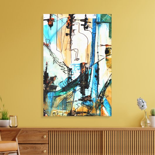 Original Acrylmalerei auf Leinwand ummantelt (Insitu (Wohnzimmer))