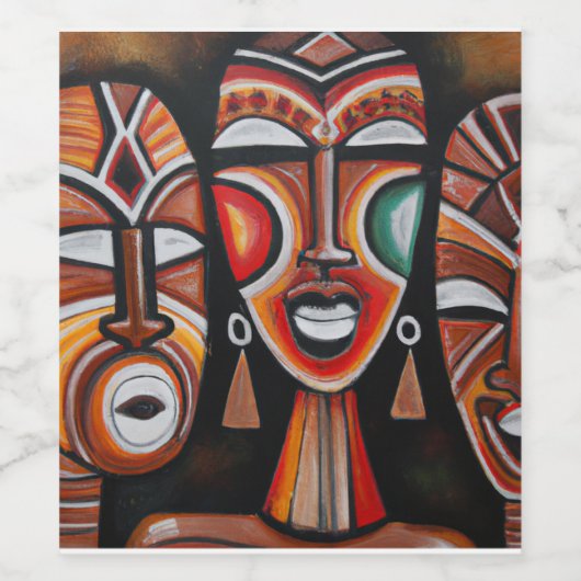 Original African Mask Art Weinetikett (Einzelnes Label)
