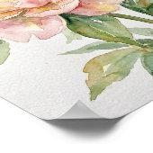 Original Aquarell: "Blushing Peony Bloom" Poster (Ecke)