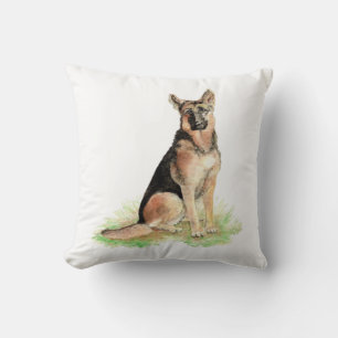 Original-Aquarell Deutsche Schäferhund Haustier Kissen