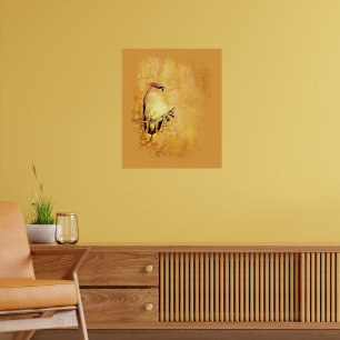 Original-Aquarell-Grosbeak-Vogel-Wildlife-Kunst Poster