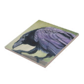 Original Aquarellmalerei Crow Raven Fliese (Seite)