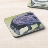 Original Aquarellmalerei Crow Raven Getränkeuntersetzer (Linke Seite)