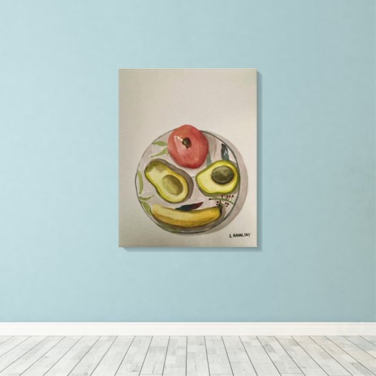 Original Aquarellmalerei "Liebe My Fruit" Leinwanddruck (Insitu (Holzboden))