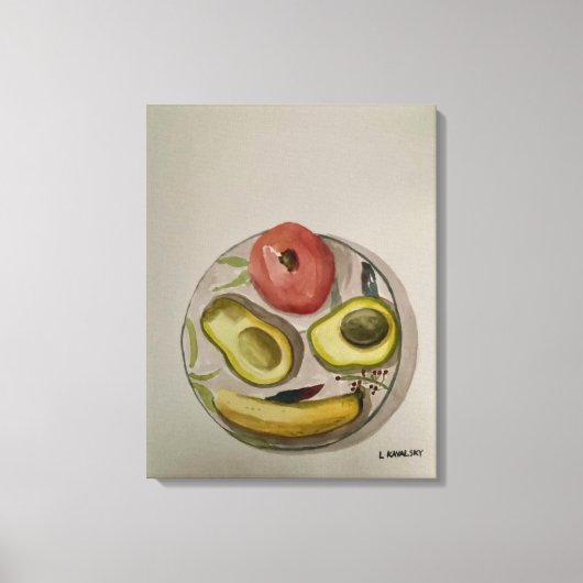 Original Aquarellmalerei "Liebe My Fruit" Leinwanddruck (Vorderseite)
