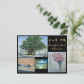 Original Aquarellmalerei Postcard Okinawa Postkarte (Stehend Vorderseite)