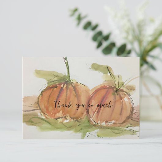 Original Aquarellskizze Pumpkin Dankeskarte (Stehend Vorderseite)