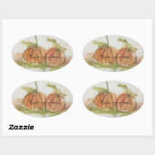 Original Aquarellskizze Pumpkin Ovaler Aufkleber (Blatt)