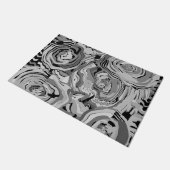 Original Art Blumengrau & Schwarz Design Außenbere Fußmatte (Schrägansicht)