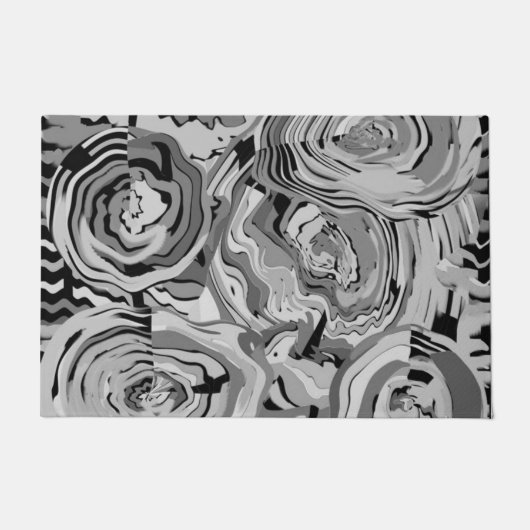 Original Art Blumengrau & Schwarz Design Außenbere Fußmatte (Vorderseite)