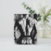 Original Art Bodybuilder Back In Tight Jeans Cool Postkarte (Stehend Vorderseite)