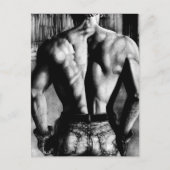Original Art Bodybuilder Back In Tight Jeans Cool Postkarte (Vorderseite)