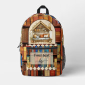 Original Art Bookworm Library Bedruckter Rucksack (Vorderseite)