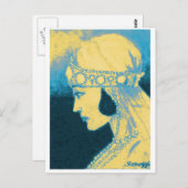 Original Art Postcard - Bride/Blue & Yellow der 20 Postkarte (Vorne/Hinten)