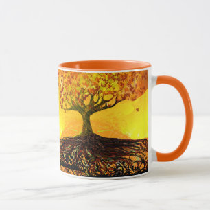 Original Art Roots Run Deep Orange Yellow Tasse
