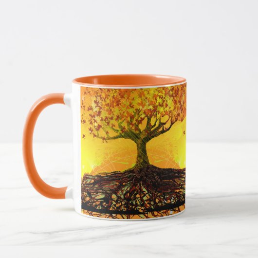 Original Art Roots Run Deep Orange Yellow Tasse (Links)