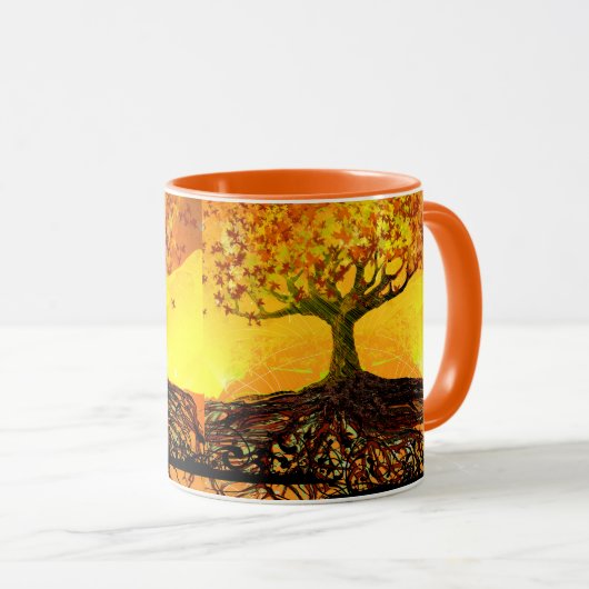Original Art Roots Run Deep Orange Yellow Tasse (VorderseiteRechts)
