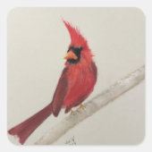 Original-Artwork der Roten Kardinal-Vogelaufkleber Quadratischer Aufkleber (Vorderseite)