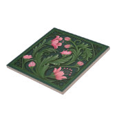 Original Artwork Grün und Rosa Blume Fliese (Seite)