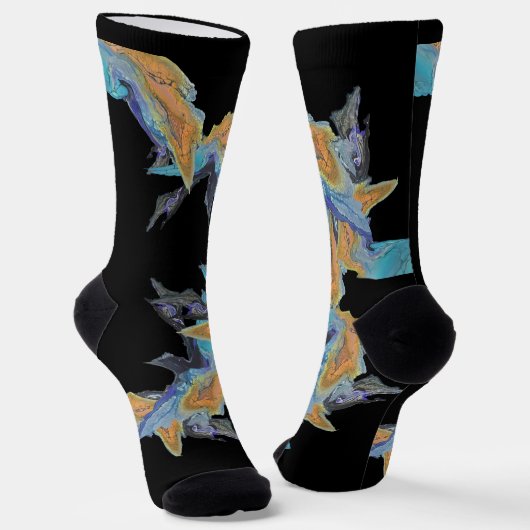 Original Artwork in Shades of Blue and Orange Socken (Gewinkelt)