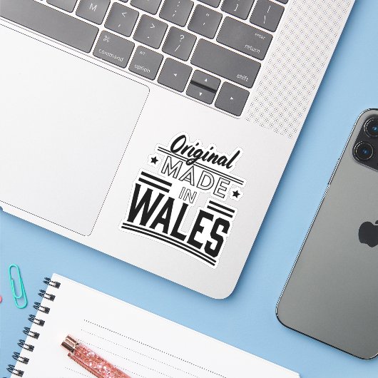 Original aus Wales Aufkleber (Laptop mit iPhone)