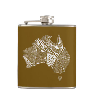 Original Australia Map Art - Wählen Sie Ihre Farbe Flachmann