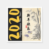 Original Bamboo Rats bemalt chinesische Wünsche PP Serviette (Vorderseite)