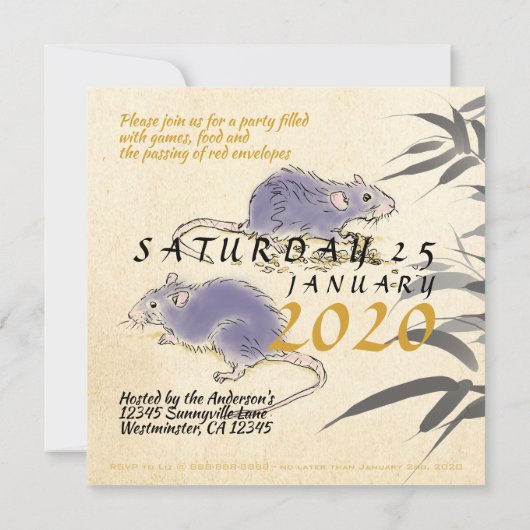 Original Bamboo Rats Lackierung Wünsche in Chinesi (Rückseite)