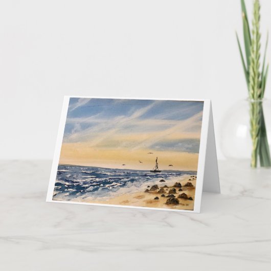 Original Beach and Rocks Art auf Blank Card Karte (Vorderseite)