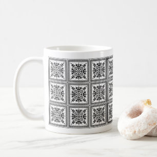 Original Black Kreuzstich Art Ornament Kaffeetasse