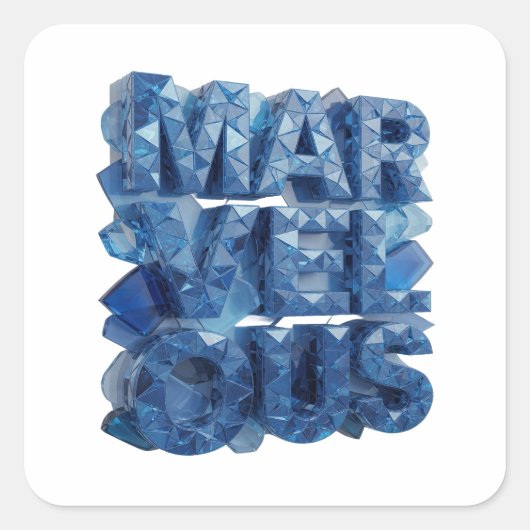 Original Blau MARVELOUS Quadratischer Aufkleber (Vorderseite)
