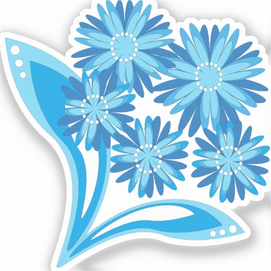 Original blaue Blumen Aufkleber (Vorderseite)