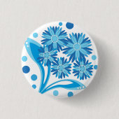 Original blaue Blumen Button (Vorderseite)